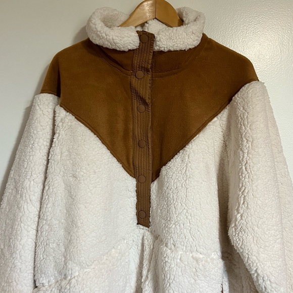 Free People Movement Fall To Rise Fleece Quarter Snap Pullover Fleece Brown NWOT - Picture 9 of 16